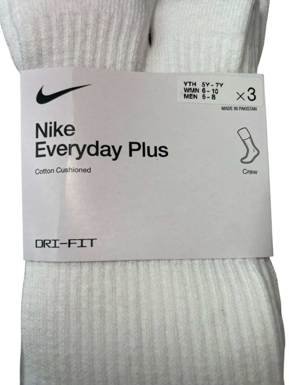Nike Everyday Plus LOT OF 3 Dri-Fit Cotton Crew Socks 3-Pack/Each MSRP$66 NWT - Picture 2 of 5